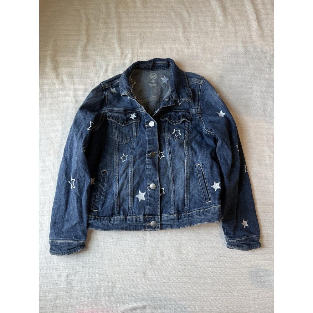Wonder Nation Girl's 10/12 L Denim Jean Jacket with Stars Cotton Stretch